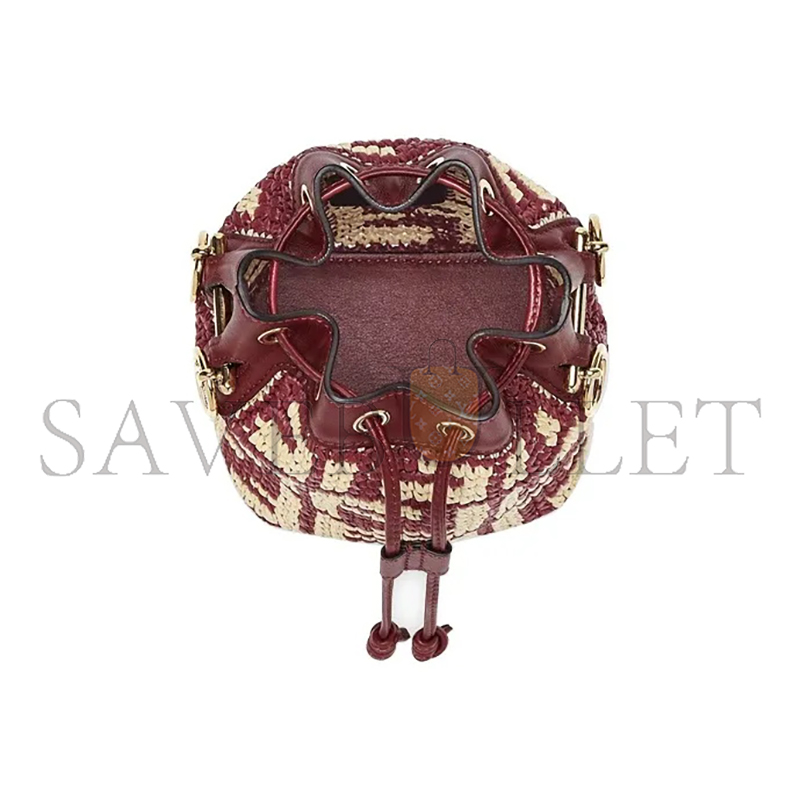 FENDI MINI MON TRESOR LOGO BUCKET BAG ANEMONE 8BS010AD6JF1C14 (18*12*10cm)